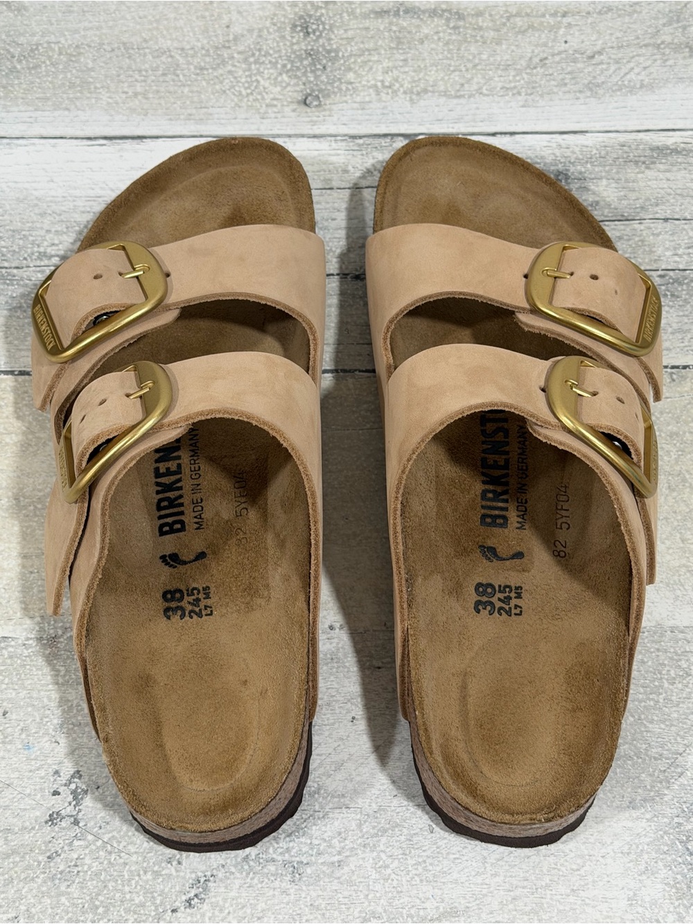 BIRKENSTOCK ARIZONA BIG BUCKLE SLIDE SANDALS SANDCASTLE SIZE - 7-7.5.US/38.EU - Picture 3 of 7